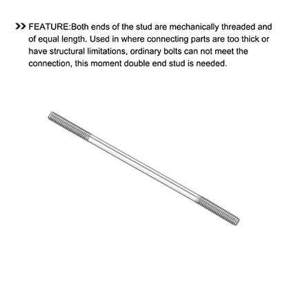 METALLIXITY Double Ended Stud Screws (M4 Thread 80mm Length) 10pcs, 304 Stainless Steel Dual Threaded Rod Bolts - for House Maintenance - size: M4x80mm