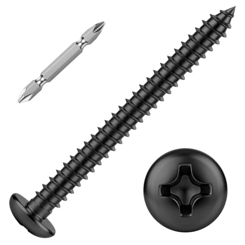 Mellewell #10 x 1-1/2" Pan Head Self Tapping Screw, Pan Head Sheet Metal Screws Wood Screws, Black Finish Stainless Steel 304 (18-8), 50 Pack - color: Black, size: #10 x 1-1/2"