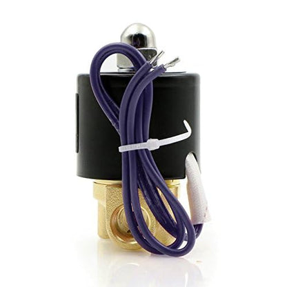 U.S. Solid 1/4" Brass Electric Solenoid Valve - 12V DC, VITON Gasket, Direct Acting, Normally Closed for Air, Gas, Fuel Applications (Pack of 2) - size: 0.25 Inch (Pack of 2)