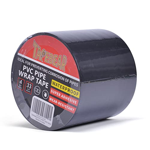 TAPEBEAR Corrosion Protection Pipe Tape Drain Pipe Wrap Tape 4" x 33Yard - size: 4inch x 33yard