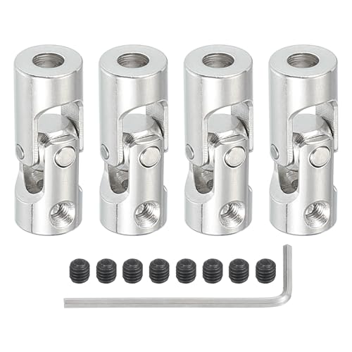 PATIKIL Rotatable Universal Steering Shaft 3mm to 4mm Inner Dia, 4 Pcs U Joint Shaft Coupling U Joints Coupler Connector Accessories with M3 Screws for Motor Model Robots - size: 3mm to 4mm