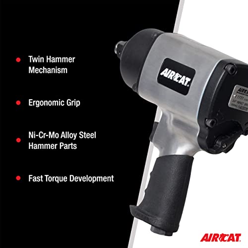 AIRCAT 1777 3/4" Impact Wrench, Twin Hammer Design, 1,400 ft-lb Max Torque