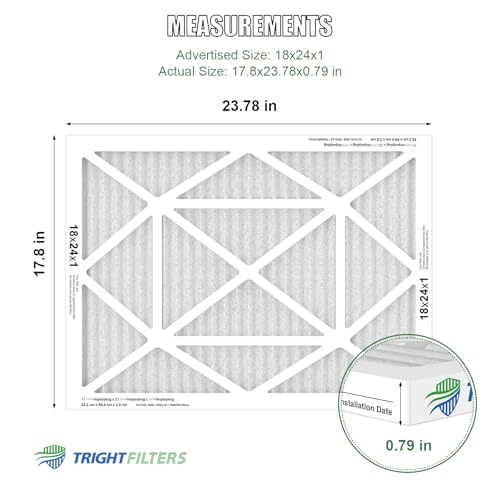 TRIGHTFILTERS 18x24x1 Air Filter 4 Pack, MERV 8 Pleated HVAC Furnace Filter - size: 18x24x1