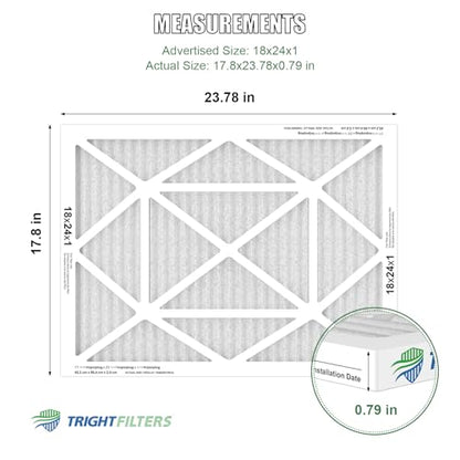 TRIGHTFILTERS 18x24x1 Air Filter 4 Pack, MERV 8 Pleated HVAC Furnace Filter - size: 18x24x1