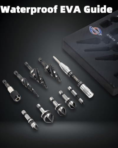 9 PCS M35 Cobalt 4‑Flute Step Drill Bits, Hex Unibit with Center Punch - color: Silver Black