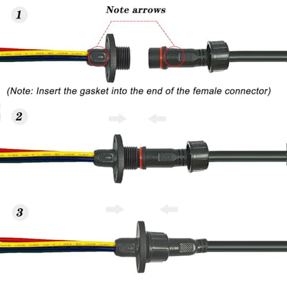 16AWG M16 4Pin Waterproof Connector,4 Wire Male Female Plug - size: 16AWG 4Pin Waterproof Connector