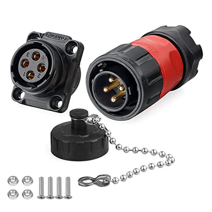 CNLINKO YM-20 Industrial Waterproof Connector IP68 Circular Aviation Plug PBT Plastic Shell M20 2-12 Pin Flange Socket (4-Pin) - size: 4-Pin, style: Male Plug/Female Socket
