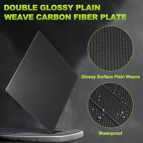 MECCANIXITY 3K Carbon Fiber Plate Panel Sheets, 200 x 300 x 0.5mm Carbon Fiber Board Plate Glossy Laminate Plain Weave Panel Sheets Flexible for RC Aircraft, Model Car, Auto Parts - size: 200 x 300 x 0.5mm/7.87 x 11.8 x 0.02 inches