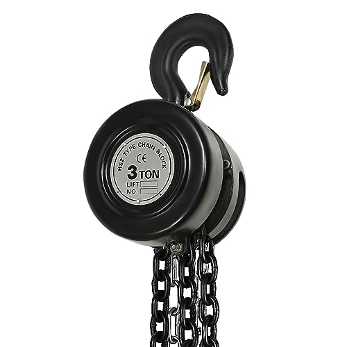 Hand Chain Hoist, 3 Ton 6600Lbs Capacity 10FT with 2 Heavy Duty Hooks, Industrial Grade Steel Construction, Manual Chain Fall for Warehouse Building Automotive Machinery