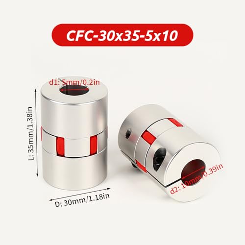 5mm to 10mm Plum Flexible Shaft Coupling, Diameter 30mm Length 35mm Aluminium Motor Connector Flexible Spider Coupler for 3D Printer CNC Machine Servo Stepped Motor - size: CFC-30x35-5x10