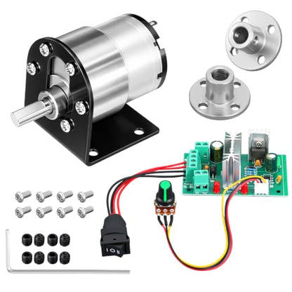Copkim 12V DC Geared Motor Kit (200RPM Speed), JGB37-520 Motor with CCM6N PWM Controller, 6mm D-Shaft Flange and Bracket - style: 200rpm