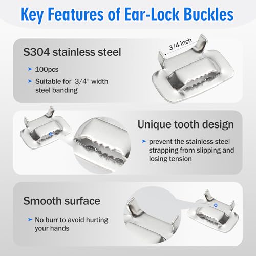 S304 Stainless Steel Strapping Kit, Heavy-Duty Ratchet Banding Tool Set - color: Rachet Tensioner Steel Banding Kit