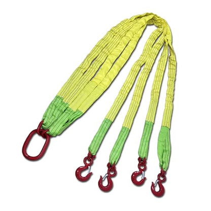 Four Leg Bridle Web Sling 13ft 17636lb Web Slings Belt Type with Hook 4.0 m 8000 kg Light Weight and Flexible Capacity Steel Sling[4leg 8.0t 4m] (4leg-8t-4m) - size: 4leg-8t-4m