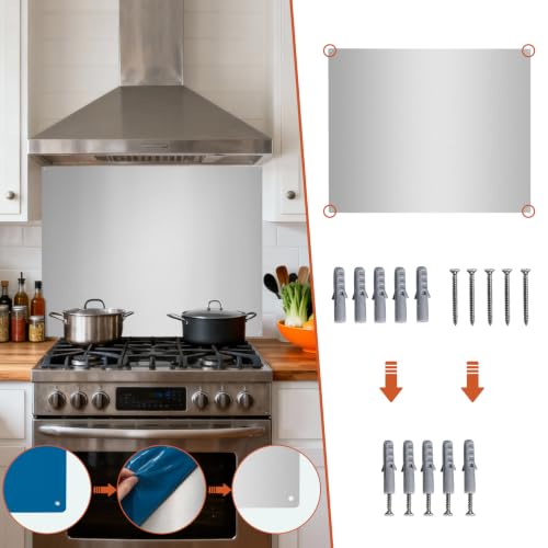 ONEEON Stainless Steel Backsplash ，24 x 30 Inch Range Hood Stove Backsplash Back Stainless Steel Sheet for Kitchen 2 Pack - size: 24" x 30" 2PCS