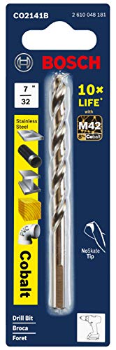 BOSCH CO2141B 7/32 in. x 3-3/4 in. Cobalt M42 Drill Bit (Pack of 2) - size: 7/32 x 3-3/4 in. (Pack of 2)