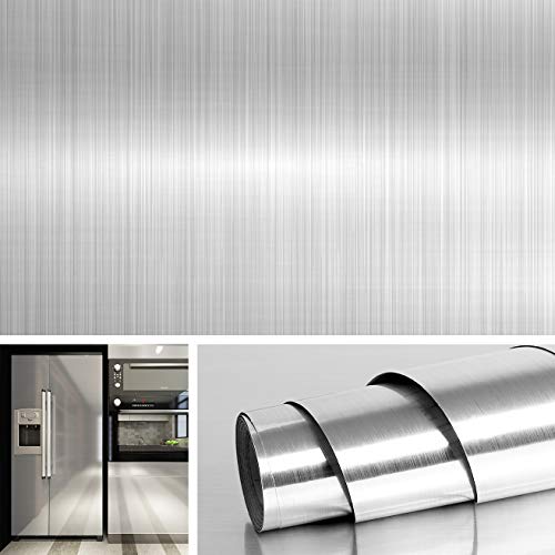 Livelynine 15.8x394 Heat Resistant Contact Paper for Countertops Waterproof Metallic Wallpaper Peel and Stick Counter Top Covers for Kitchen Appliances Dishwasher Refrigerator Freezer Dryer Wrap - size: 15.8" x 394"