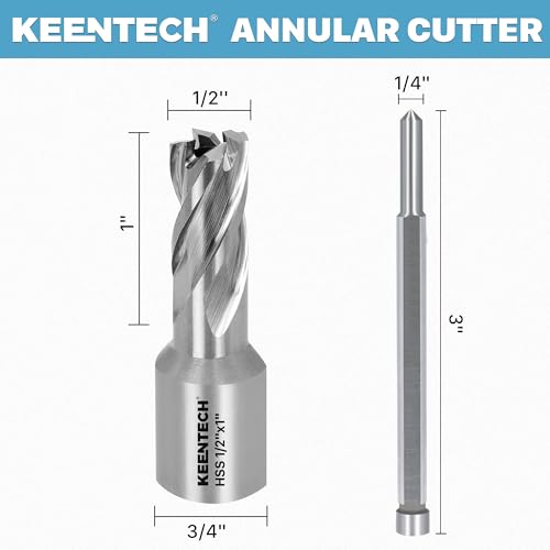 KEENTECH M2AL HSS Annular Cutter,1/2 Inch Diameter x 1 Inch Depth, - size: 1/2" dia, style: 1" depth