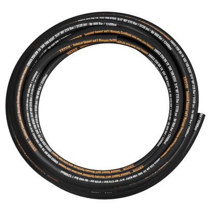 VEVOR Hydraulic Hose 3/4 inch x 50 ft, Coiled Hydraulic Hose 3120 PSI, Rubber with 2 High-Tensile Steel Wire Braid, Bulk -20℃ to 140℃, Hydraulic Oil Flexible Hose - style: 3/4 inch x 50 ft