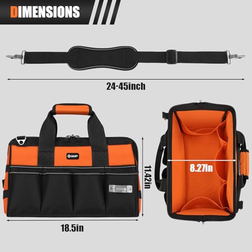 UUP 18" Large Tool Bag, HeavyDuty Spacious Tool Box Organizer, Orange - color: Orange, size: 18 Inch