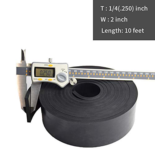DOBTIM Neoprene Rubber Strips 1/4 (.250)" Thick X 2" Wide X 10' Long, Solid Rubber Rolls Use for Gaskets DIY Material, Supports, Leveling, Sealing, Bumpers, Protection, Abrasion, Flooring, Black - size: 2" X 10', style: .250" thick (No Adhesive）