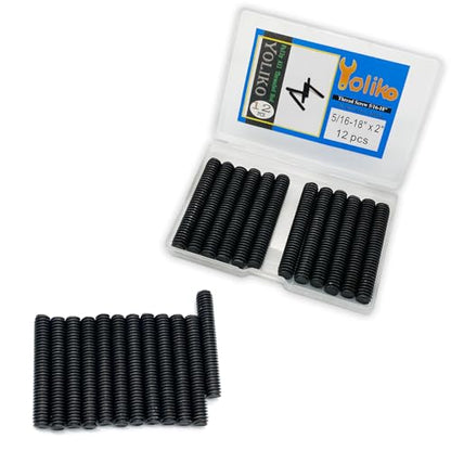 12pcs Black Zinc Fully All Threaded Rod Carbon Steel Long Thread Screw 5/16x2 for Furniture Garden Railing Mounting Assembly Fastening Steel Frame Connection Full Thread Rod for Furniture - size: Black-Zinc 5/16x2 Inch-12P