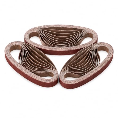 3/8 x 13 Inch Mixed Grit Sanding Belt 30 Pcs, 5 Each of 40/60/80/120/150/240 Grits, Aluminum Oxide Sanding Belt for Knife Making, Metalworking, and Woodworking, High-Performance Sharpening Belts - size: 3/8 x 13 Inch Mixed Grit