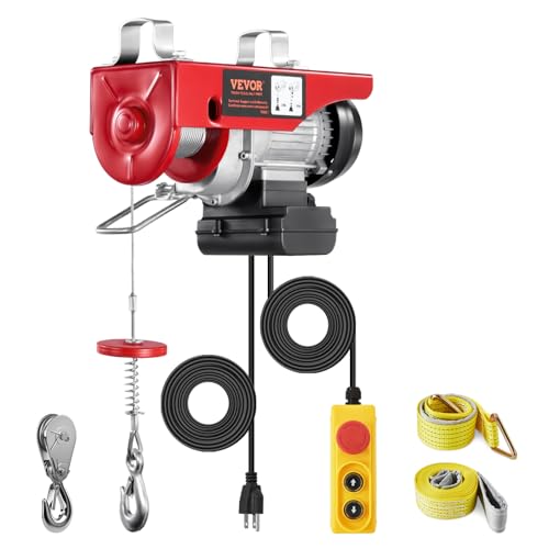 VEVOR Electric Hoist with Remote Control, 440 lbs Material Handling Tool, 110V Electric Hoist with 14ft Remote Control for Factories, Warehouses, Construction Site, Attic - size: 440lbs Wired