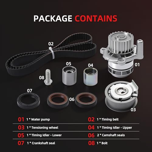 Engine Timing Belt Kit with Water Pump for Audi A3 06-08 - size: for A3/ A3 Quattro / A4 Quattro/ Audi TT