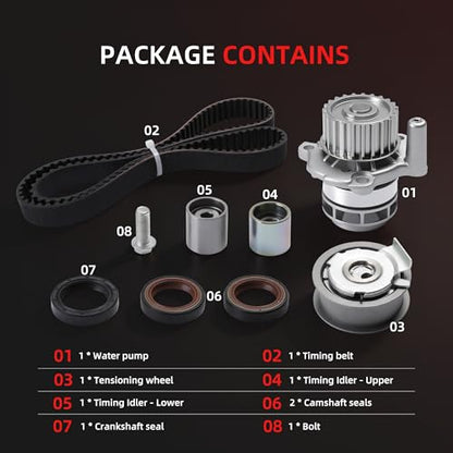 Engine Timing Belt Kit with Water Pump for Audi A3 06-08 - size: for A3/ A3 Quattro / A4 Quattro/ Audi TT