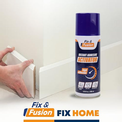 FIX & FUSION Activator Spray (6.76 Fl Oz), Instant Cure Accelerator for Cyanoacrylate (CA) Super Glue for Wood, Plastic, Rubber, Granite, and DIY & Professional, Accelerates Bonding Strength, (6 Pack) - size: 6.76 fl oz (200 ml)