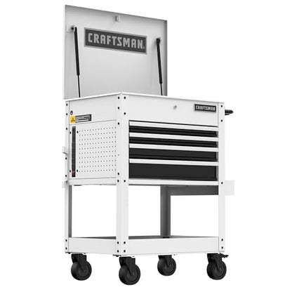CRAFTSMAN Rolling Tool Chest with Drawers, Tool Box with Wheels and 4 Drawers, Power Outlets and USB, Protective Liner, Steel Utility Cart Storage Cabinet, Supports up to 700 lbs, White (CMST98276WW) - color: White