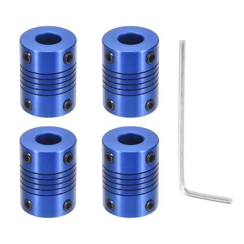 Flexible Shaft Coupling(6.35mm|8mm): 4 Pcs Blue Aluminum Alloy - color: Blue, size: 6.35mm x 8mm (19mm OD, 25mm L)
