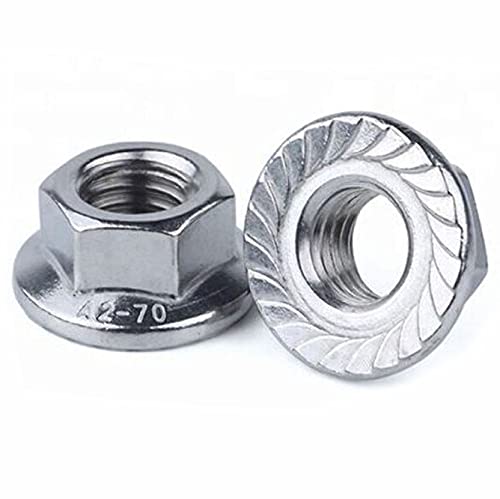 MonsterBolts - M5 Serrated Flange Nuts, DIN 6923, Stainless Steel, 10 Pack - size: M5