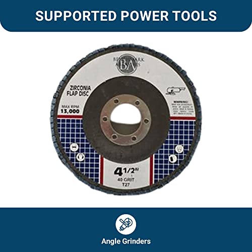 Benchmark Abrasives 4.5" x 7/8" Premium Zirconia T27 Flat Flap Discs 4 1/2 for Angle Grinder, Sanding Discs, Finishing Grinding Wheels 4 1/2 Inch for Sanding Stock Rust Removal (10 Pack) - 40 Grit - style: 40 Grit