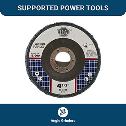Benchmark Abrasives 4.5" x 7/8" Premium Zirconia T27 Flat Flap Discs 4 1/2 for Angle Grinder, Sanding Discs, Finishing Grinding Wheels 4 1/2 Inch for Sanding Stock Rust Removal (10 Pack) - 40 Grit - style: 40 Grit