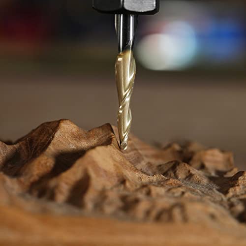 SpeTool Tapered Ball Nose End Mill 1/4" Shank with 1/16" Cutting Radius for 3D Carving Engraving Router Bit, ZrN Coated - size: Dia.=1/8