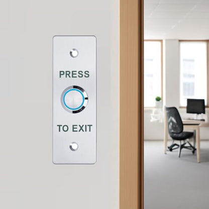 Push to Exit Button，12V DC Push to Exit Switch with LED Light, IP67 Waterproof,NC/NO/COM Outputs, Surface Mount Request-to-Exit Device for Access Control Systems (115X40-B) - color: 115X40-B