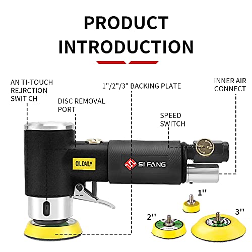 SI FANG 1'' 2'' 3'' Mini Random Orbital Air Sander Kit, Pneumatic Polisher - style: 1"2"3" Buffer&Sander Kit
