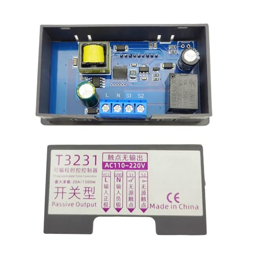 2PCS Programmable Time Controller Timer Delay Relay Module 20A 1500W Switch Type Passive Output Timer Switch LED Digital Display (AC110~220V Upgraded Version)