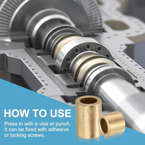 10 pcs Oilless Bushing Sleeve Bearings 1/4 inch bore Brass Self-Lubricating Sintered Bronze Bushings Bore 6mm OD 10mm Length 10mm