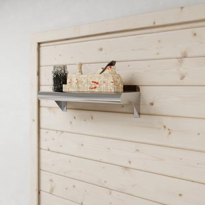 AmGood Narrow 6 in. Deep x 16 in. Wide Stainless Steel Wall Mount Shelf with Backsplash - Bathroom, Restroom & Spice Storage | NSF 18-Gauge 430 | Bullnose Edge, Brackets Included - size: 16 in. x 6 in.