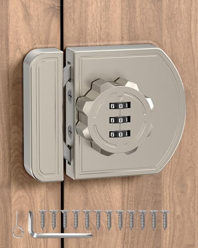 Cabinet Locks with Combination, 180° Sliding Closet Door Lock - color: Nickel
