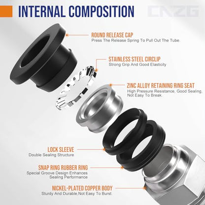 1/8 Push to Connect Fittings npt Thread to 3/8 Air Line quick - size: 3/8"OD x 1/8"NPT