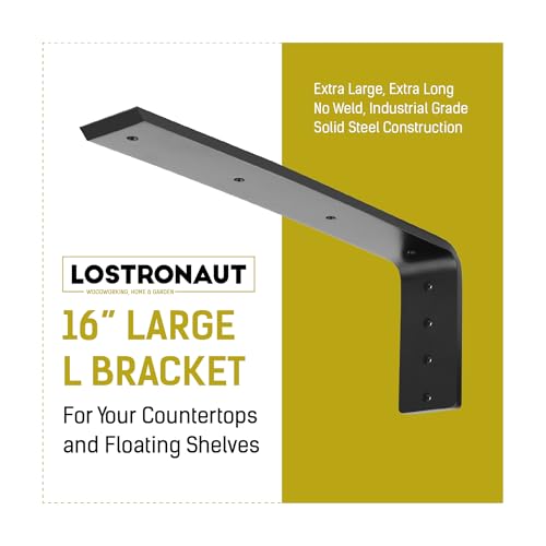 LOSTRONAUT 16" Heavy Duty L Bracket Metal Shelf Support Wall Bracket