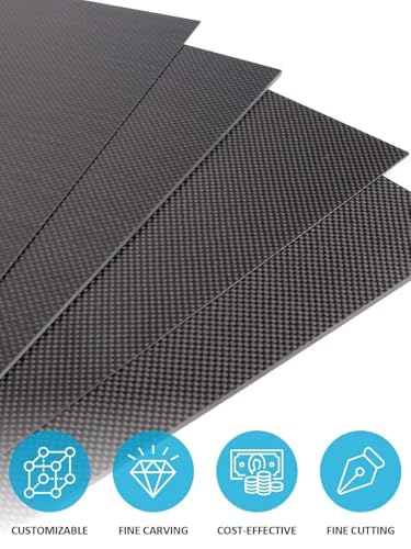 Carbon Fiber Sheet, 240×240 MM 0.5mm 1.0mm 1.5mm 2mm 2.5mm 3.0mm 4.0mm, 3K Full Carbon Fiber Board 100% Plain Weave Glossy Surface Carbon Fiber Plate - size: 240×240×2MM, style: Plain Weave Glossy Surface