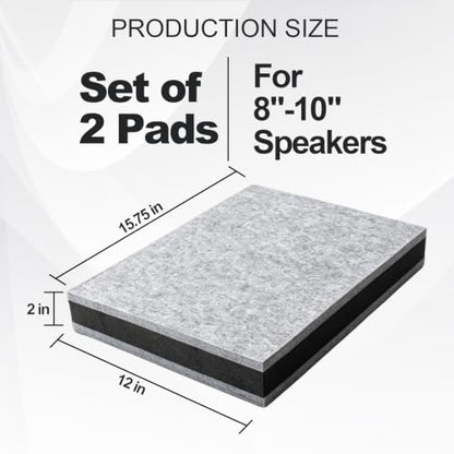 Studio Monitor Speaker Noise Isolation Pads 3-Layer Acoustic Stand Riser Foam Subwoofer Isolation Pad Audio Vibration Platform Stabilizer (Grey-Large - for 8-10 inches) - size: Grey-Large - for 8-10 inches