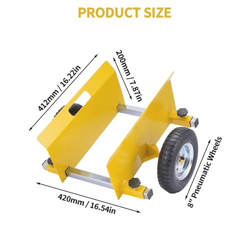 AIWFL Panel Dolly Heavy Duty Door Cart 660LBS Capacity Adjustable Drywall Mover with 8" Pneumatic Wheels Panel Cart for Drywall Sheet Material Handling All Terrain Moving Slab Dolly - color: Yellow