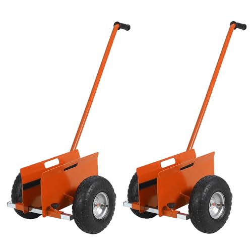 Garvee Panel Dolly with Extended Handle, 660 LBS Capacity, Heavy Duty Drywall Cart with 10" Solid Rubber Wheels, Panel Cart for Sheetrock Plywood & Doors Transport - color: Orange | 2 Pack