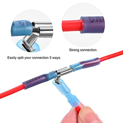 Nilight 140PCS Heat Shrink Piggy Back Spade Terminals Connectors - color: 140PCS Piggy Back Terminals