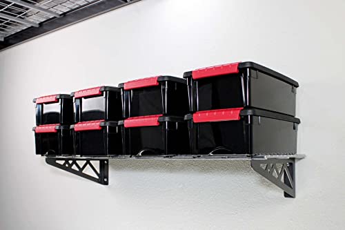 MonsterRax 12x36 Garage Wall Shelf 2-Pack, 300lb, Hammertone - color: Hammertone, size: 12"x36"